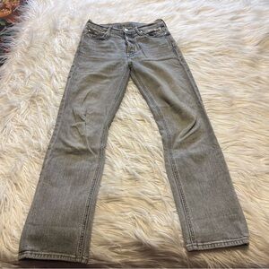 MOTHER button fly dazzler ankle Light Gray Straight Jeans